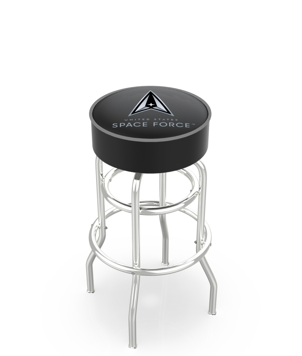 Picture of Holland Bar Stool L7C130SpaFor L7C1 U.S. Space Force 30 in. Double-Ring Swivel Bar Stool with Chrome Finish