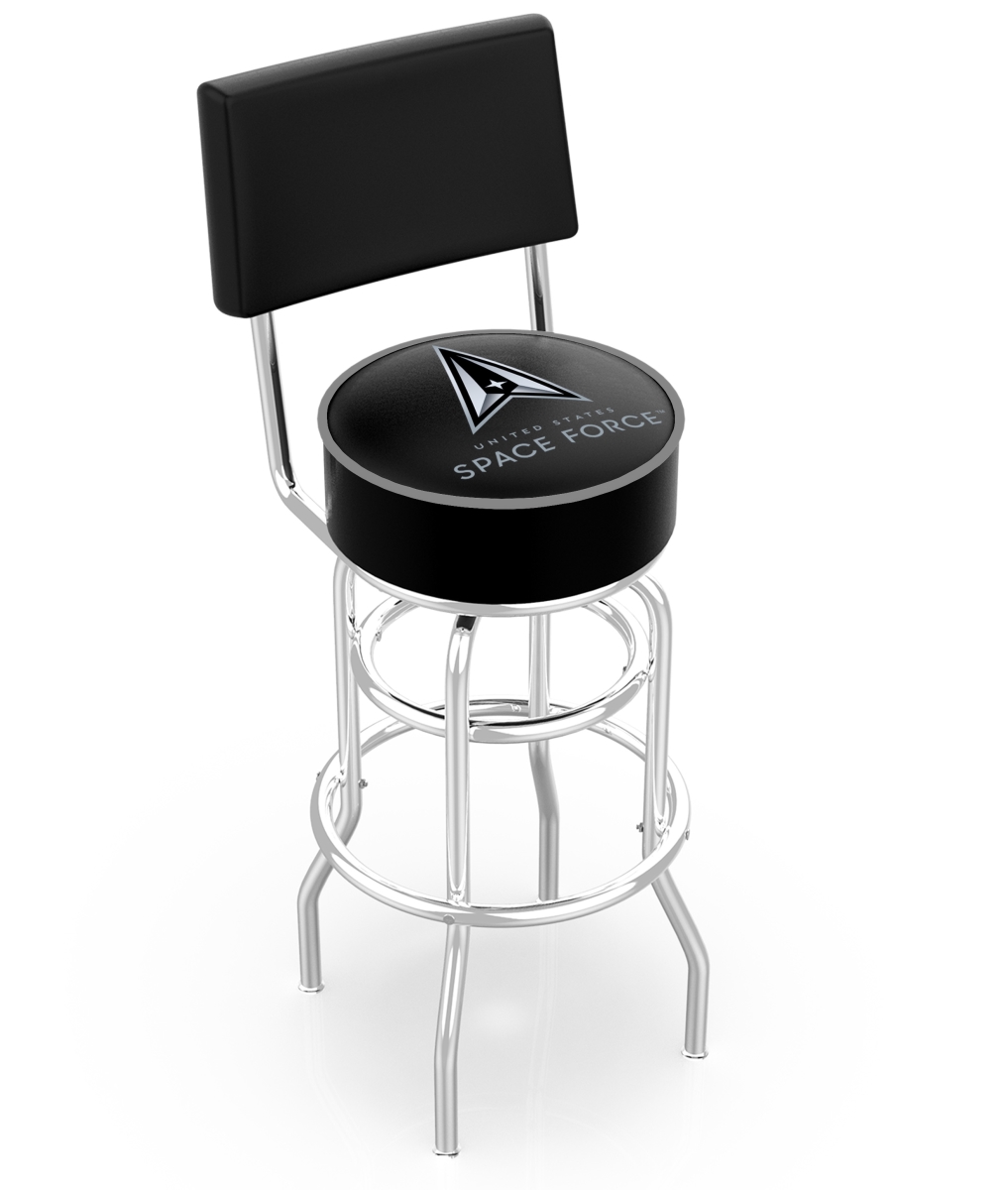 Picture of Holland Bar Stool L7C430SpaFor L7C4 U.S. Space Force 30 in. Double-Ring Swivel Bar Stool with Chrome Finish