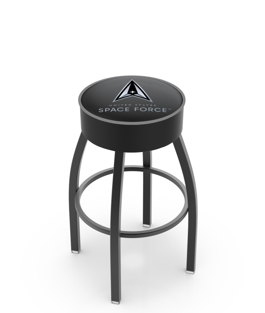 Picture of Holland Bar Stool L8B130SpaFor L8B1 U.S. Space Force 30 in. Swivel Bar Stool with Black Wrinkle Finish