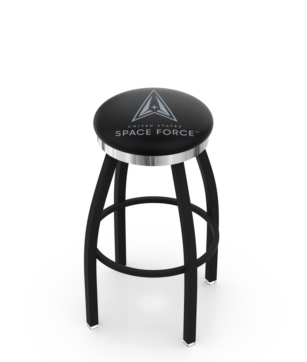 Picture of Holland Bar Stool L8B2C36SpaFor L8B2C U.S. Space Force 36 in. Swivel Bar Stool with a Black Wrinkle & Chrome Finish