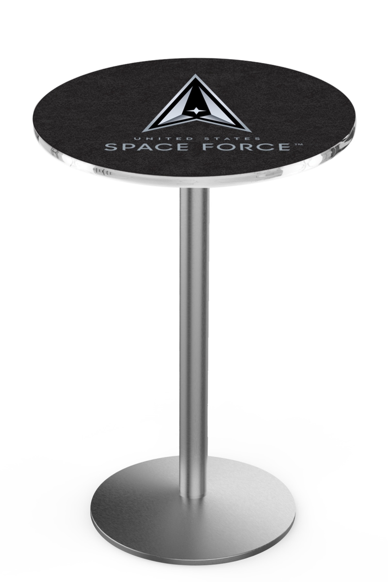 Picture of Holland Bar Stool L214S3630SpaFor L214 United States Space Force 36 in. Tall - 30 in. Top Pub Table with Stainless Finish