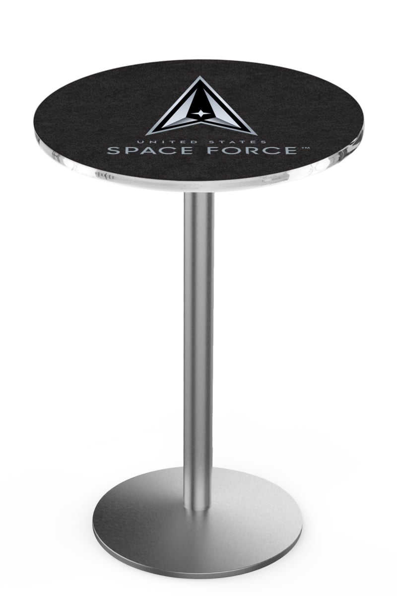 Picture of Holland Bar Stool L214S4230SpaFor L214 United States Space Force 42 in. Tall - 30 in. Top Pub Table with Stainless Finish