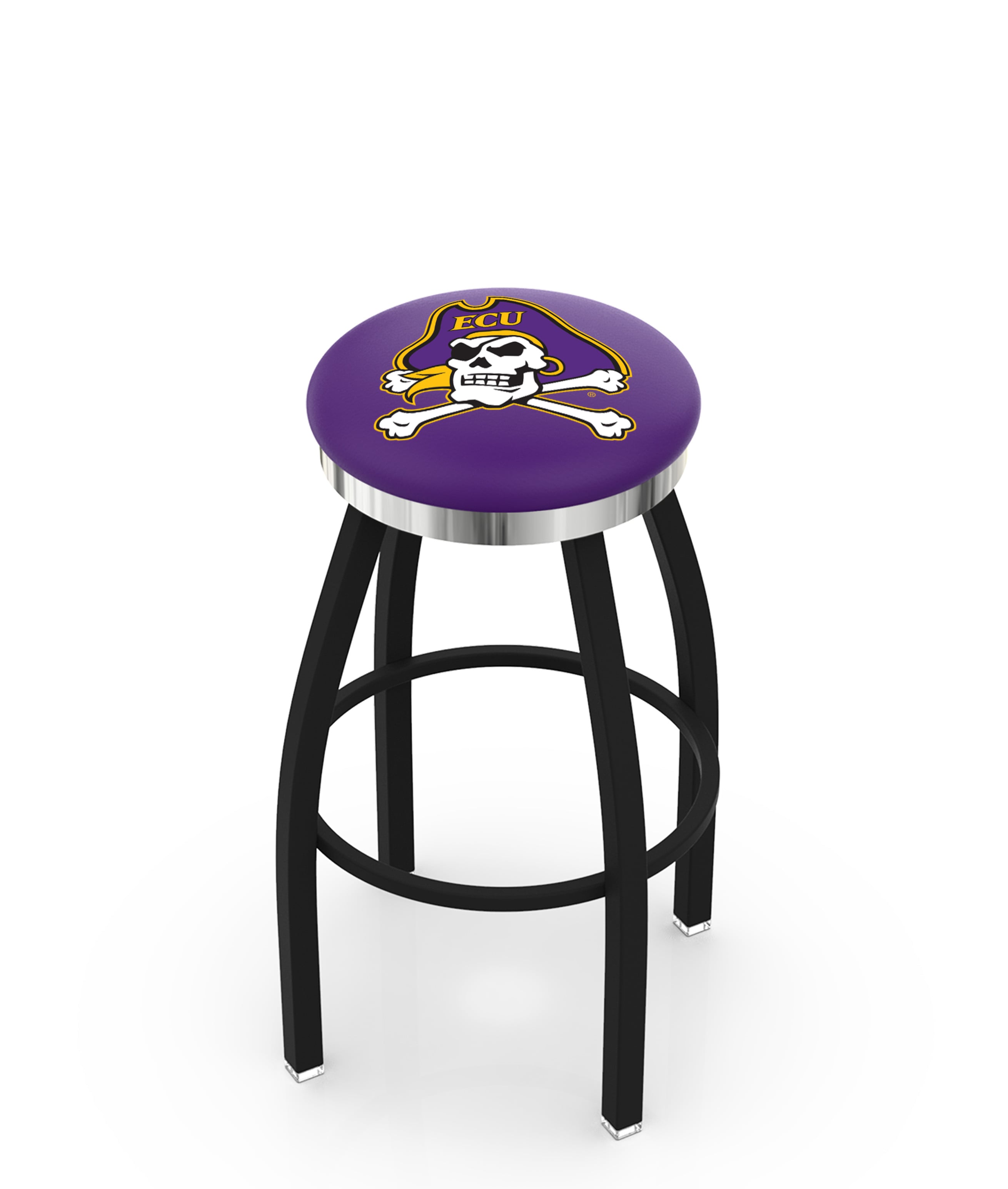 30" L8B2C - Black Wrinkle East Carolina Swivel Bar Stool with Chrome Accent Ring by  Company