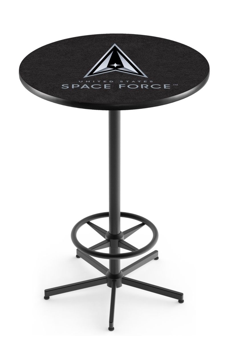 Picture of Holland Bar Stool L216B4236SpaFor L216 United States Space Force 42 in. Tall - 36 in. Top Pub Table with Black Wrinkle Finish