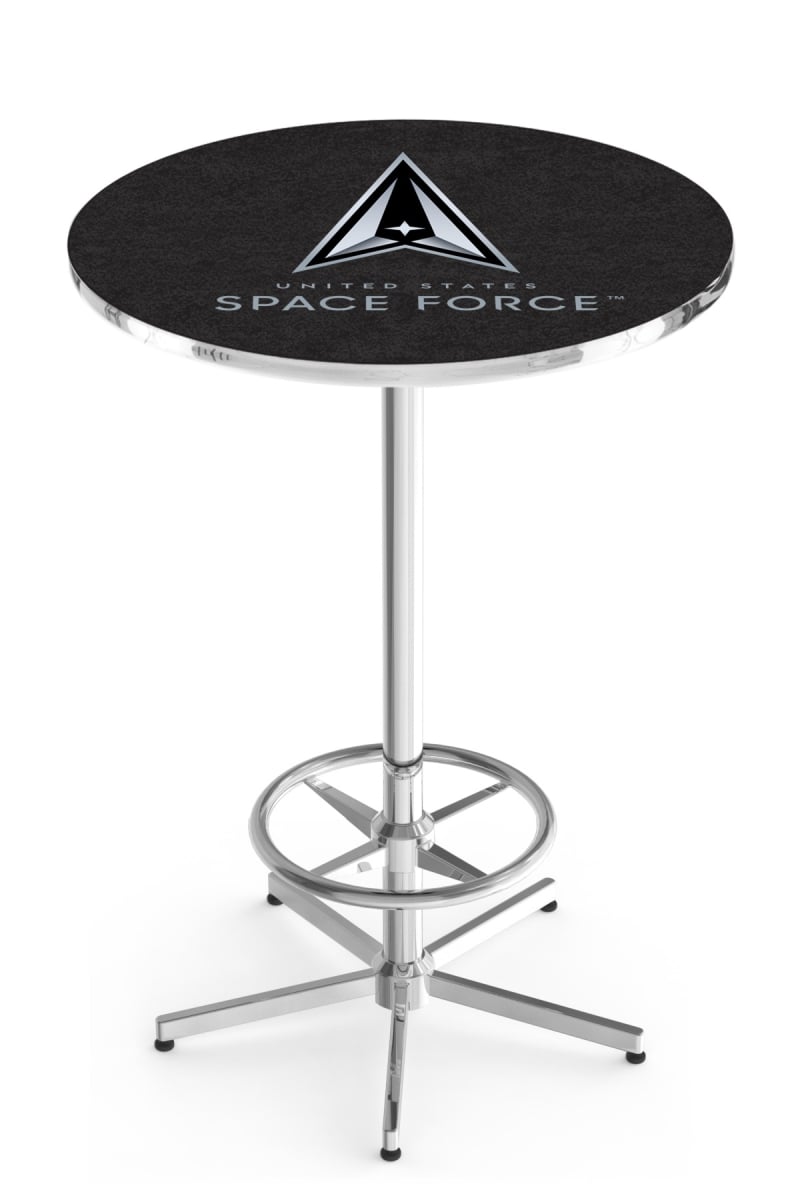 Picture of Holland Bar Stool L216C4236SpaFor L216 United States Space Force 42 in. Tall - 36 in. Top Pub Table with Chrome Finish