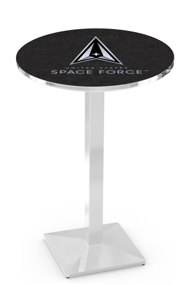 Picture of Holland Bar Stool L217C3630SpaFor L217 United States Space Force 36 in. Tall - 30 in. Top Pub Table with Chrome Finish