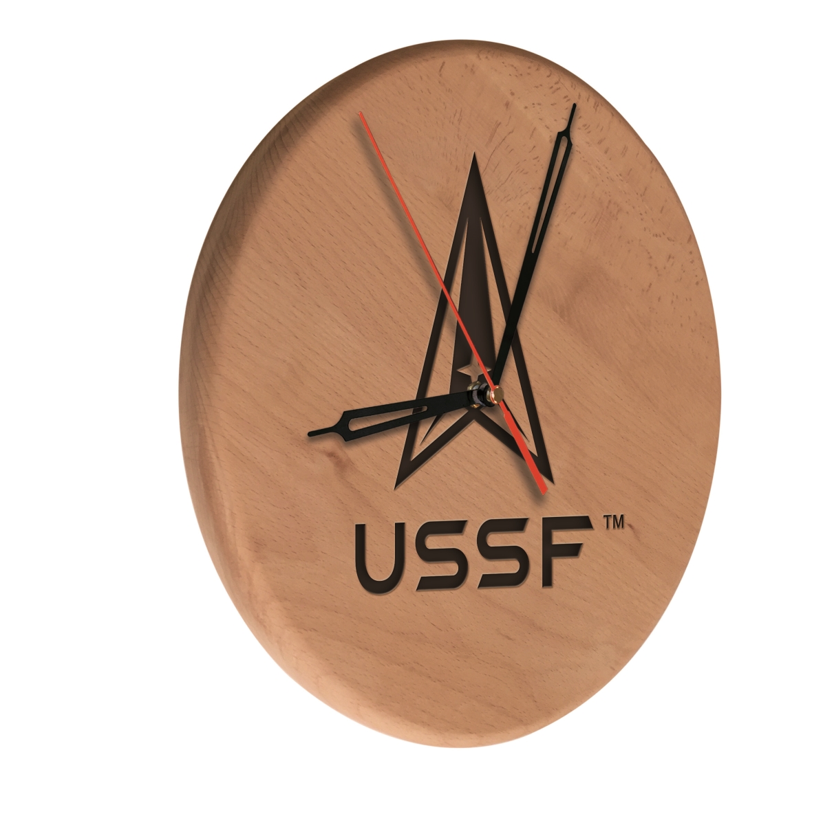 WClkLNatSpaFor United States Space Force 13 in. Solid Wood Engraved Clock, Natural