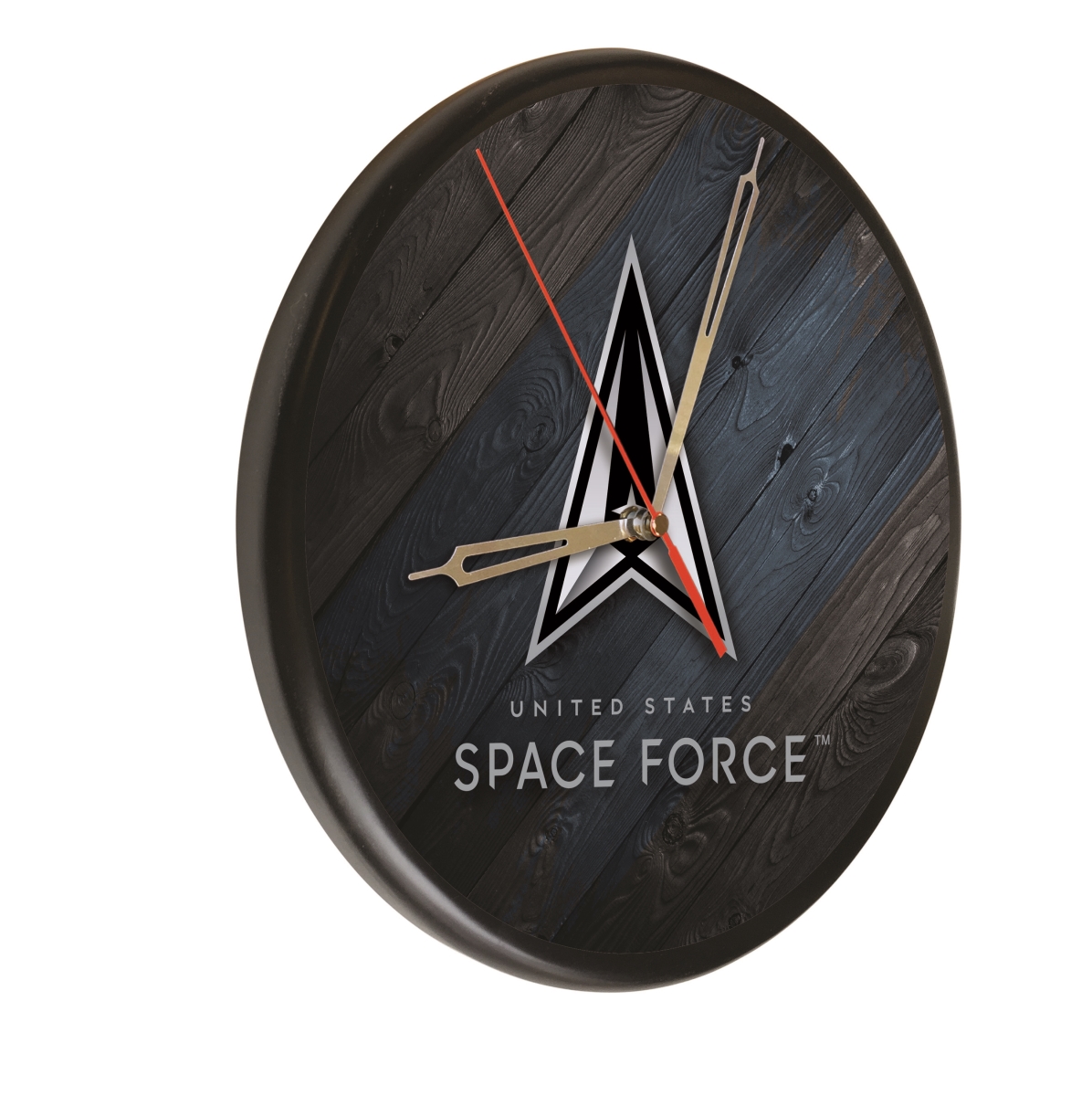 WClkPBlkSpaFor United States Space Force 13 in. Solid Wood Clock, Black