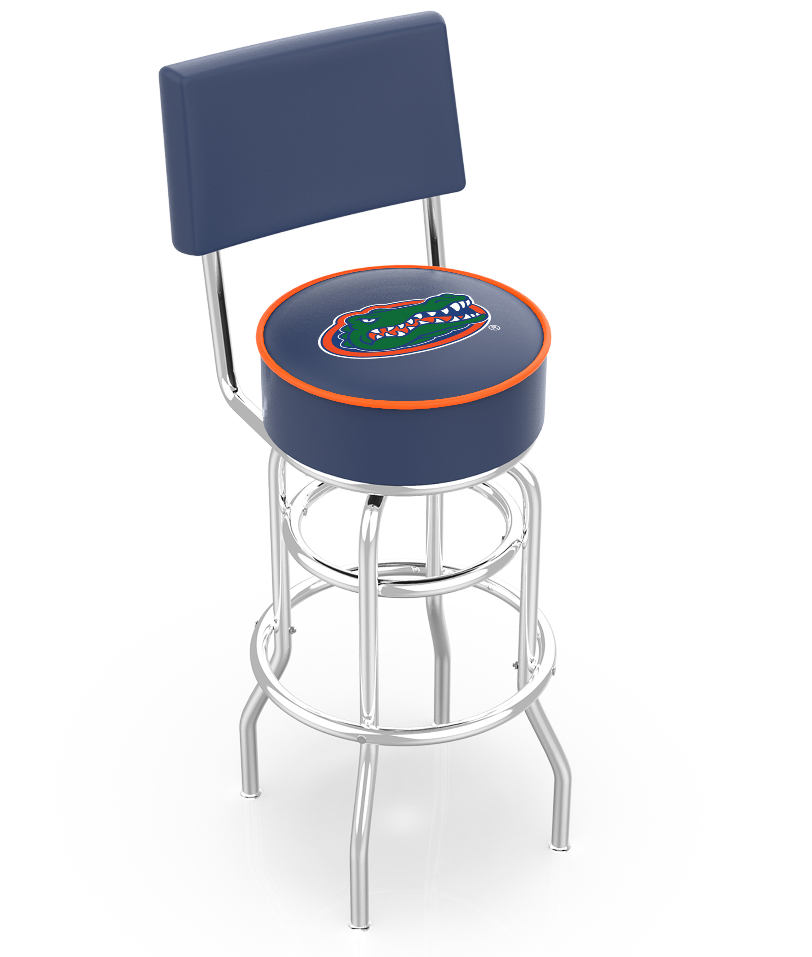 L7C430FlorUn 30 in. Chrome Double Ring Florida Swivel Bar Stool With a Back