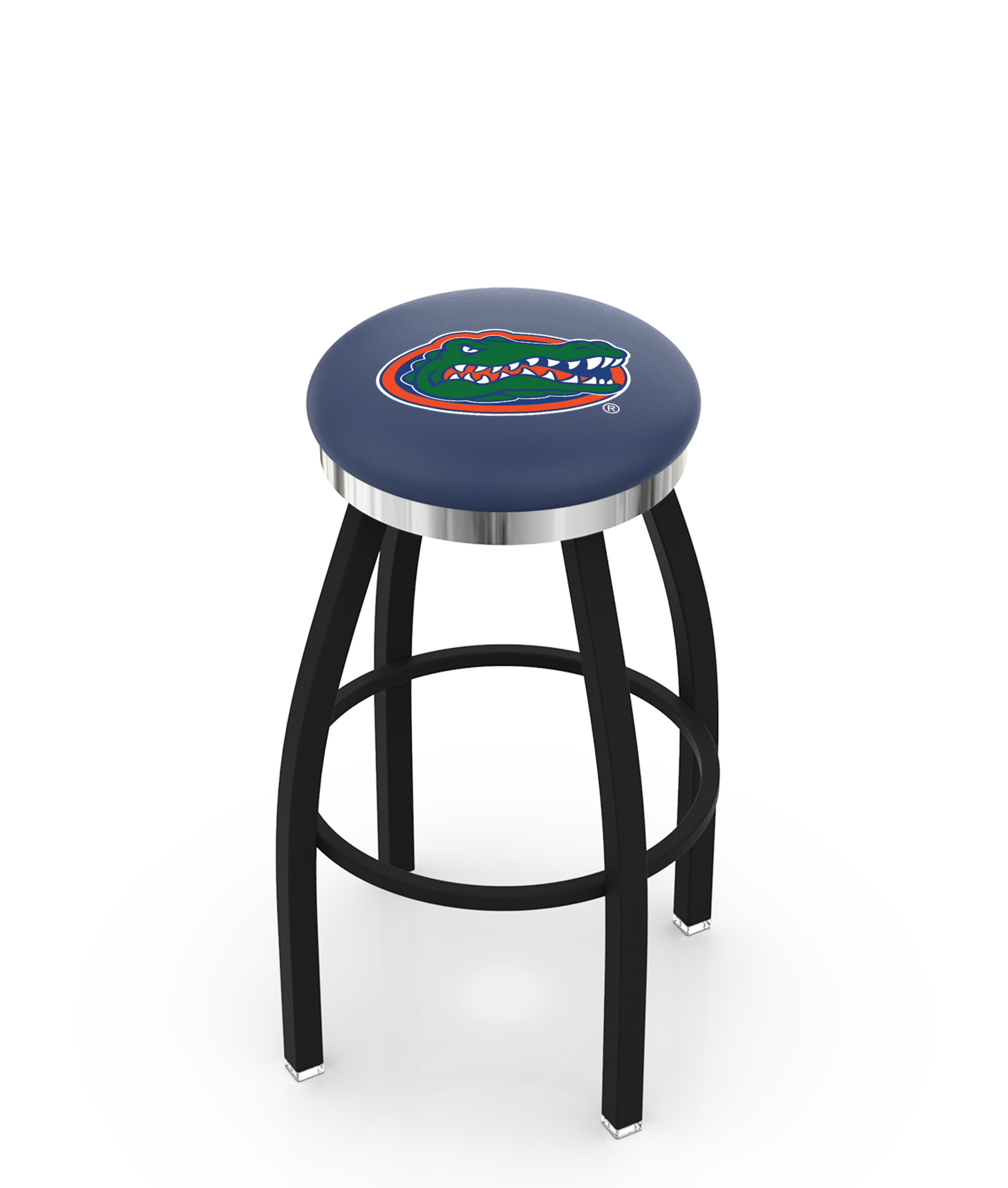 30" L8B2C - Black Wrinkle Florida Swivel Bar Stool with Chrome Accent Ring by  Company