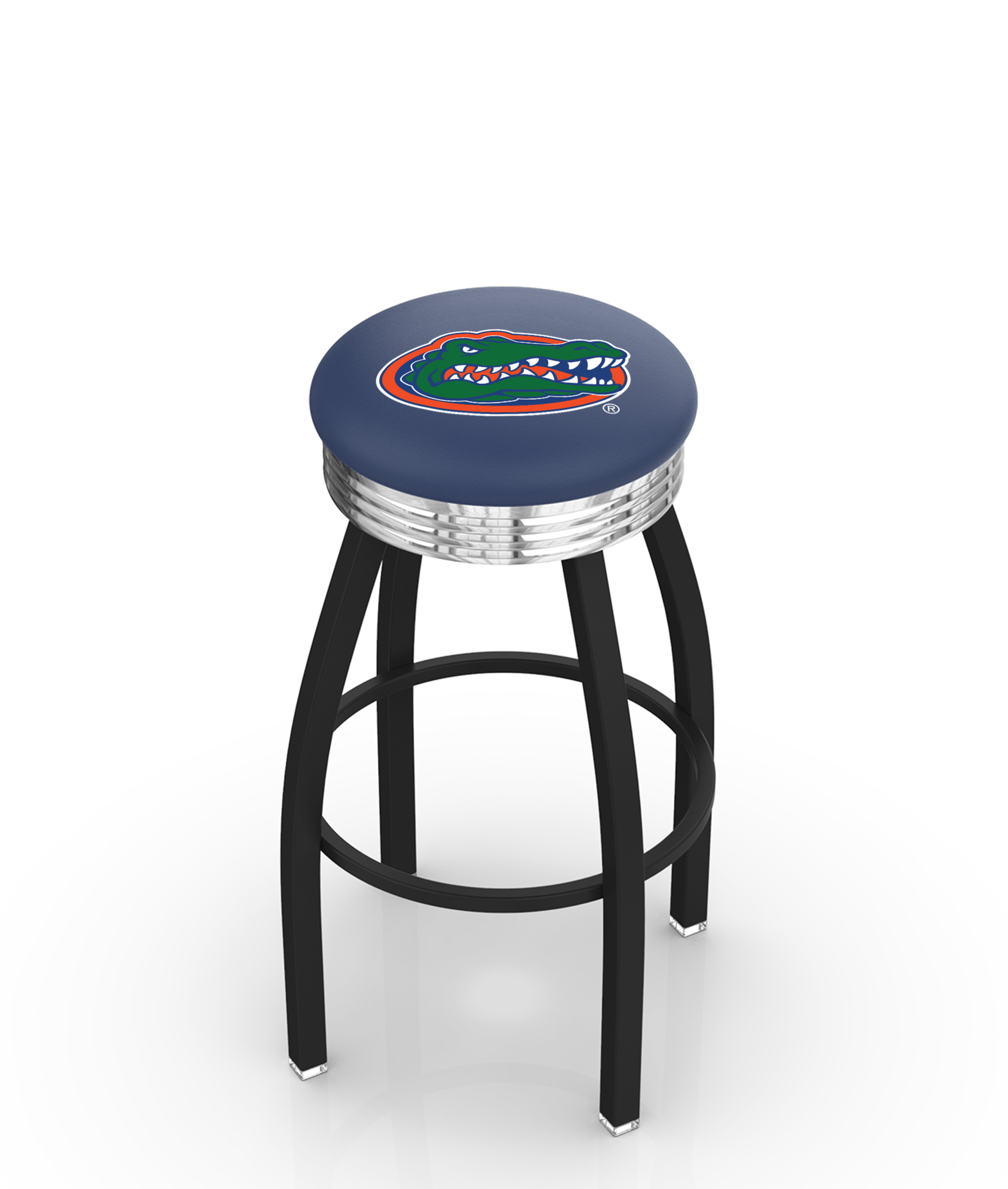 30" L8B3C - Black Wrinkle Florida Swivel Bar Stool with Chrome 2.5" Ribbed Accent Ring by  Company