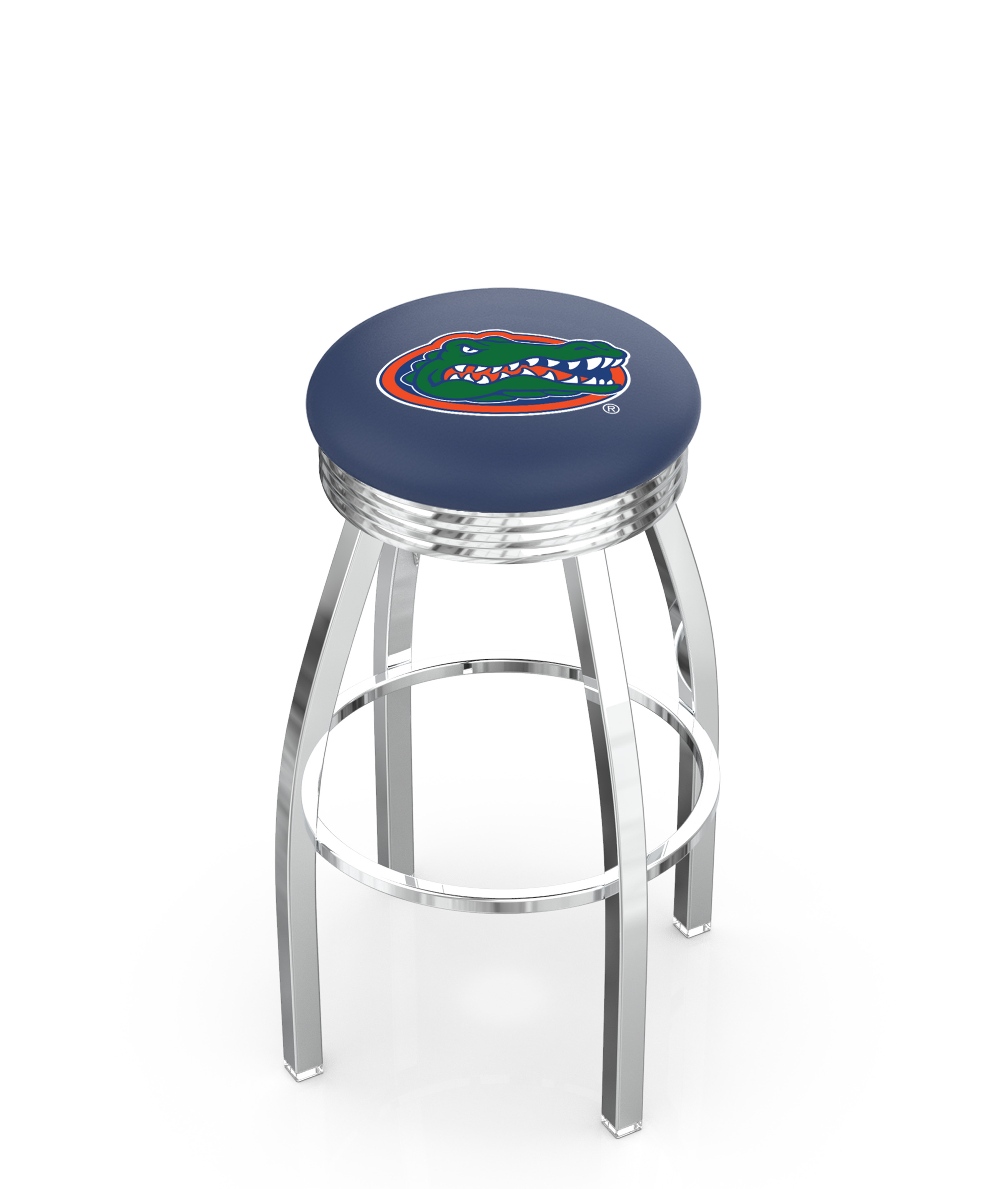 25" L8C3C - Chrome Florida Swivel Bar Stool with 2.5" Ribbed Accent Ring by  Company