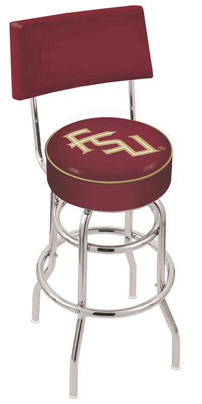 25" L7C4 - Chrome Double Ring Florida State (Script) Swivel Bar Stool with a Back by  Company