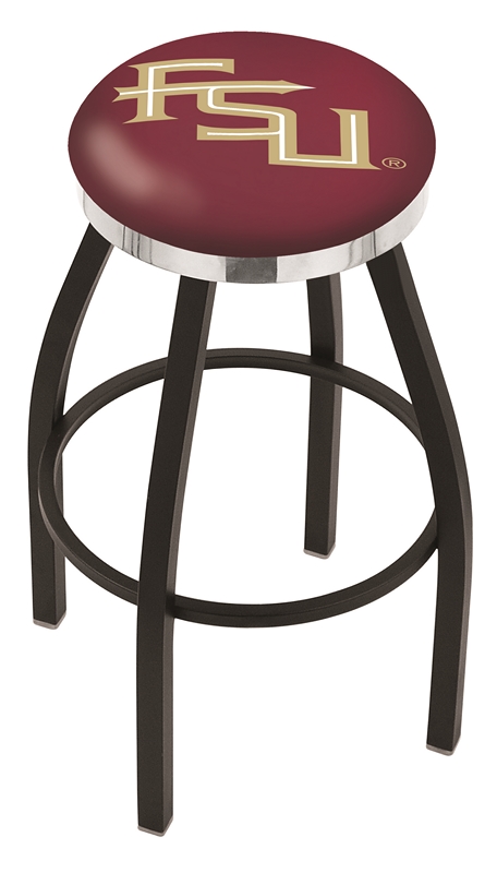 25" L8B2C - Black Wrinkle Florida State (Script) Swivel Bar Stool with Chrome Accent Ring by  Company