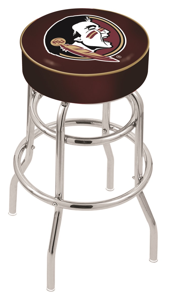 30" L7C1 - 4" Florida State (Head) Cushion Seat with Double-Ring Chrome Base Swivel Bar Stool by  Company