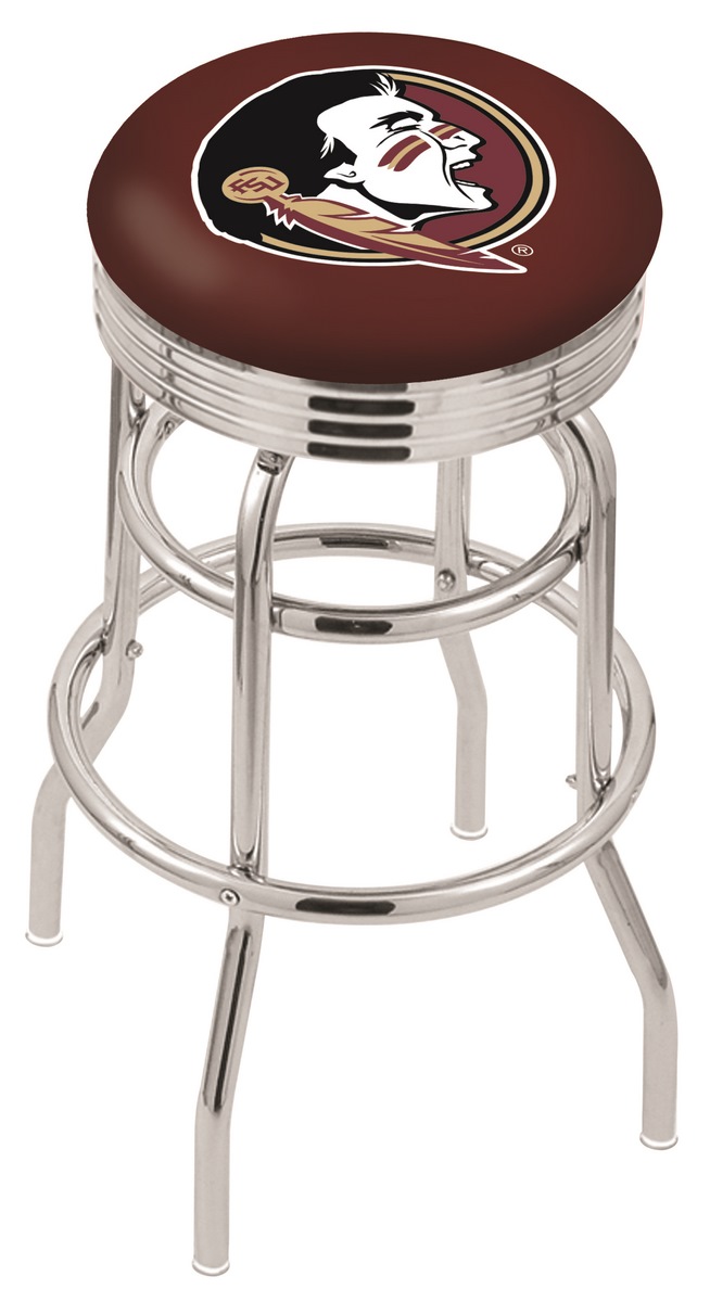 30" L7C3C - Chrome Double Ring Florida State (Head) Swivel Bar Stool with 2.5" Ribbed Accent Ring by  Company