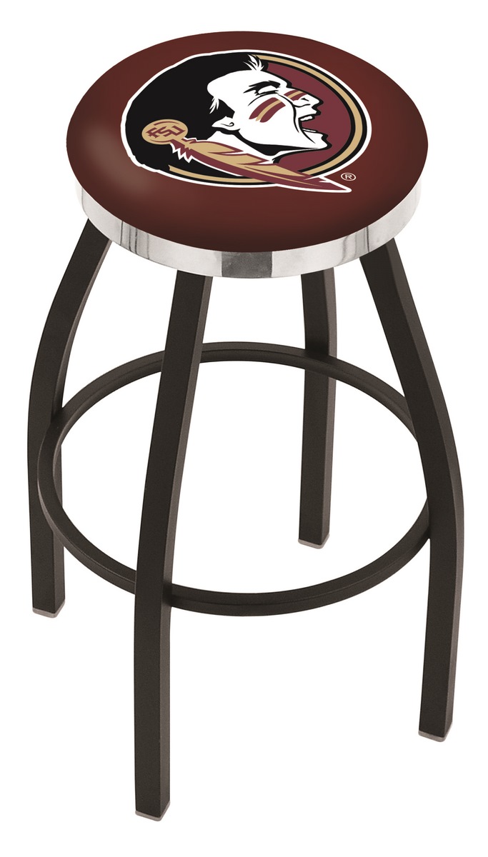 25" L8B2C - Black Wrinkle Florida State (Head) Swivel Bar Stool with Chrome Accent Ring by  Company