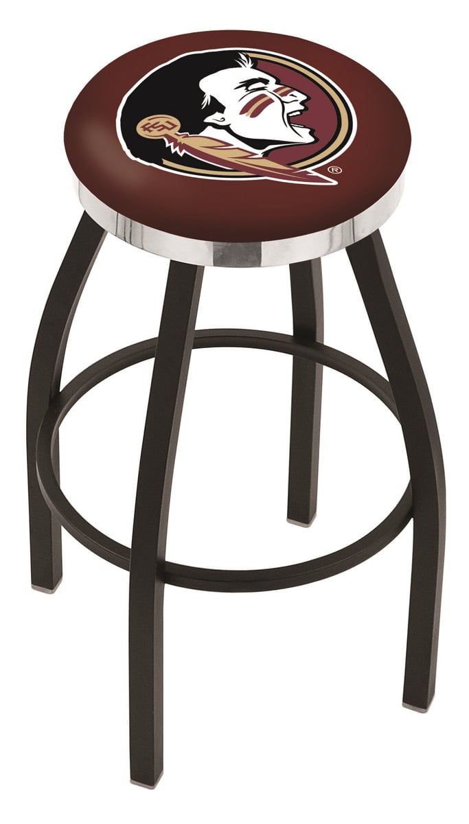30" L8B2C - Black Wrinkle Florida State (Head) Swivel Bar Stool with Chrome Accent Ring by  Company