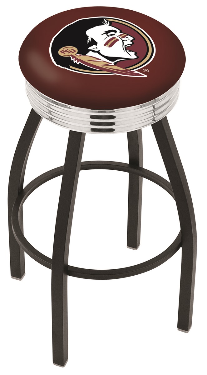 30" L8B3C - Black Wrinkle Florida State (Head) Swivel Bar Stool with Chrome 2.5" Ribbed Accent Ring by  Company