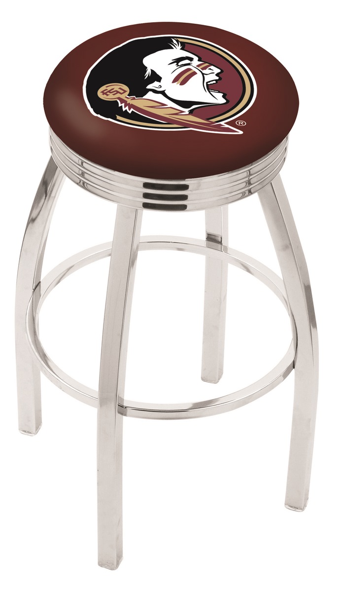 30" L8C3C - Chrome Florida State (Head) Swivel Bar Stool with 2.5" Ribbed Accent Ring by  Company
