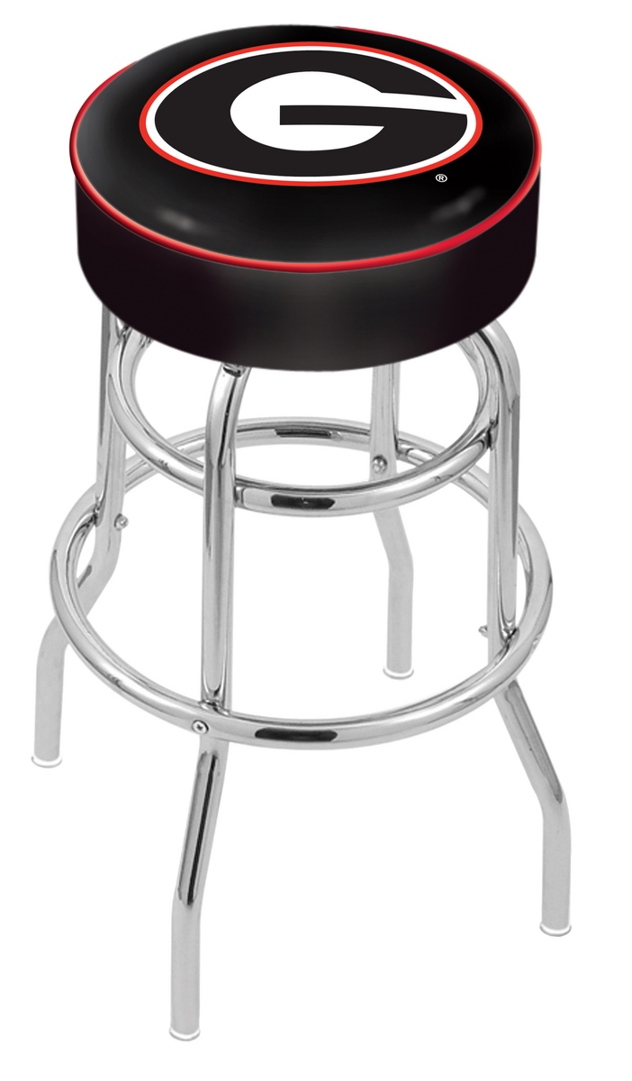 30" L7C1 - 4" Georgia "G" Cushion Seat with Double-Ring Chrome Base Swivel Bar Stool by  Company