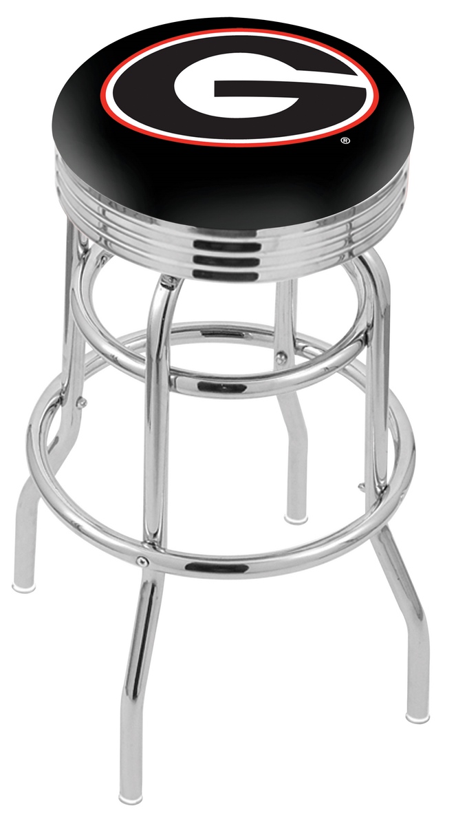 30" L7C3C - Chrome Double Ring Georgia "G" Swivel Bar Stool with 2.5" Ribbed Accent Ring by  Company