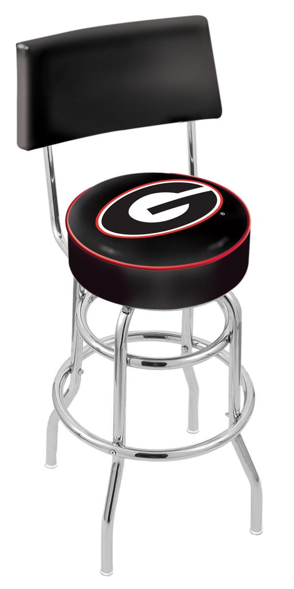 L7C425GA-G 25 in. Chrome Double Ring Georgia G Swivel Bar Stool With a Back
