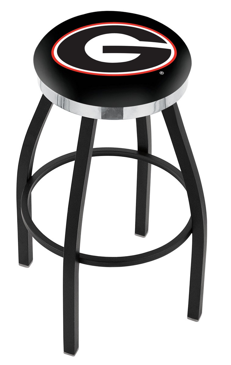 30" L8B2C - Black Wrinkle Georgia "G" Swivel Bar Stool with Chrome Accent Ring by  Company