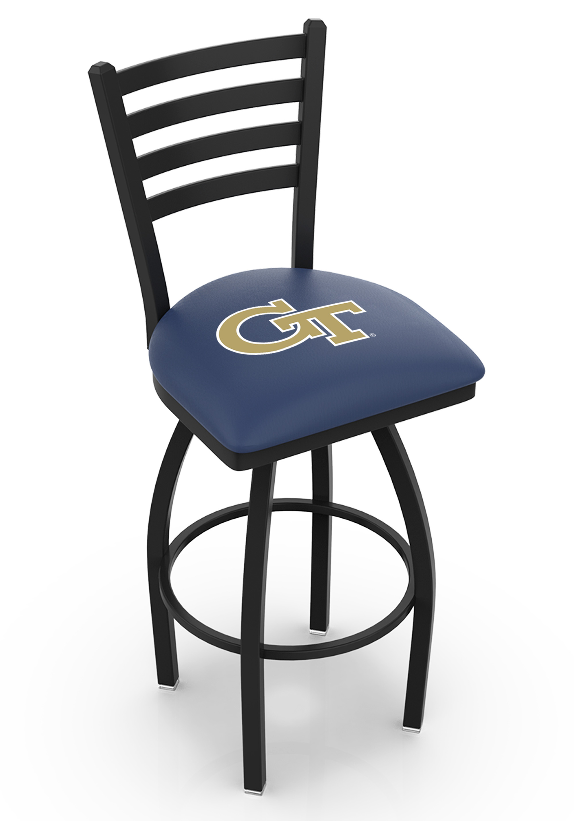 L014 - 25" Black Wrinkle Georgia Tech Swivel Bar Stool with Ladder Style Back by  Co.