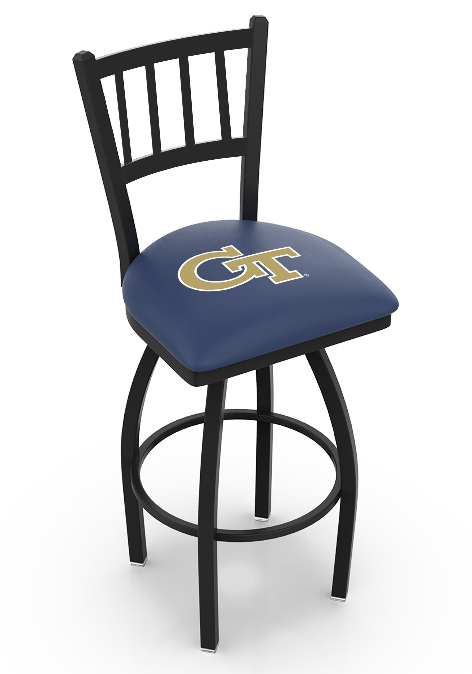 L018 - 30" Black Wrinkle Georgia Tech Swivel Bar Stool with Jailhouse Style Back by  Co.