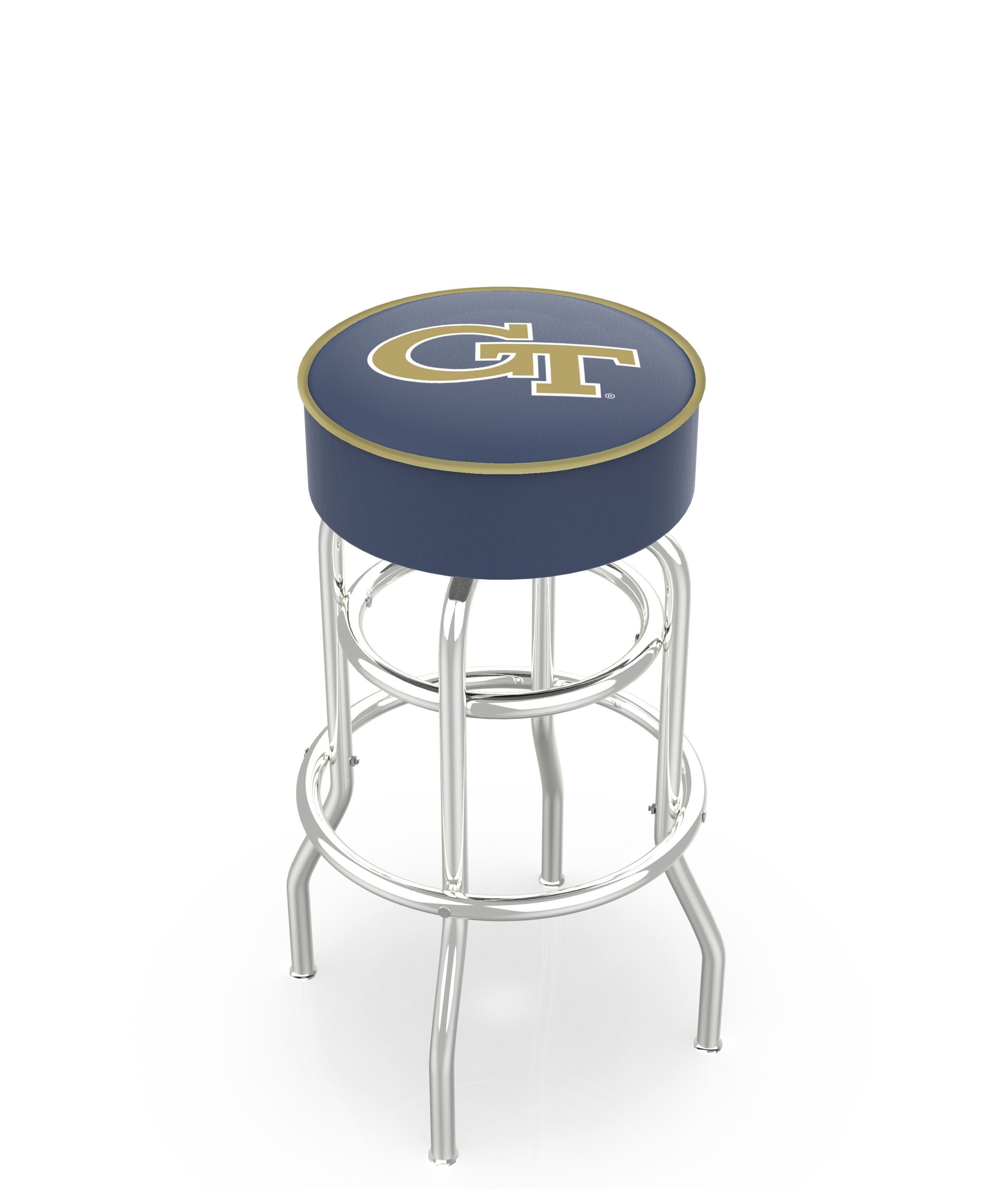 30" L7C1 - 4" Georgia Tech Cushion Seat with Double-Ring Chrome Base Swivel Bar Stool by  Company