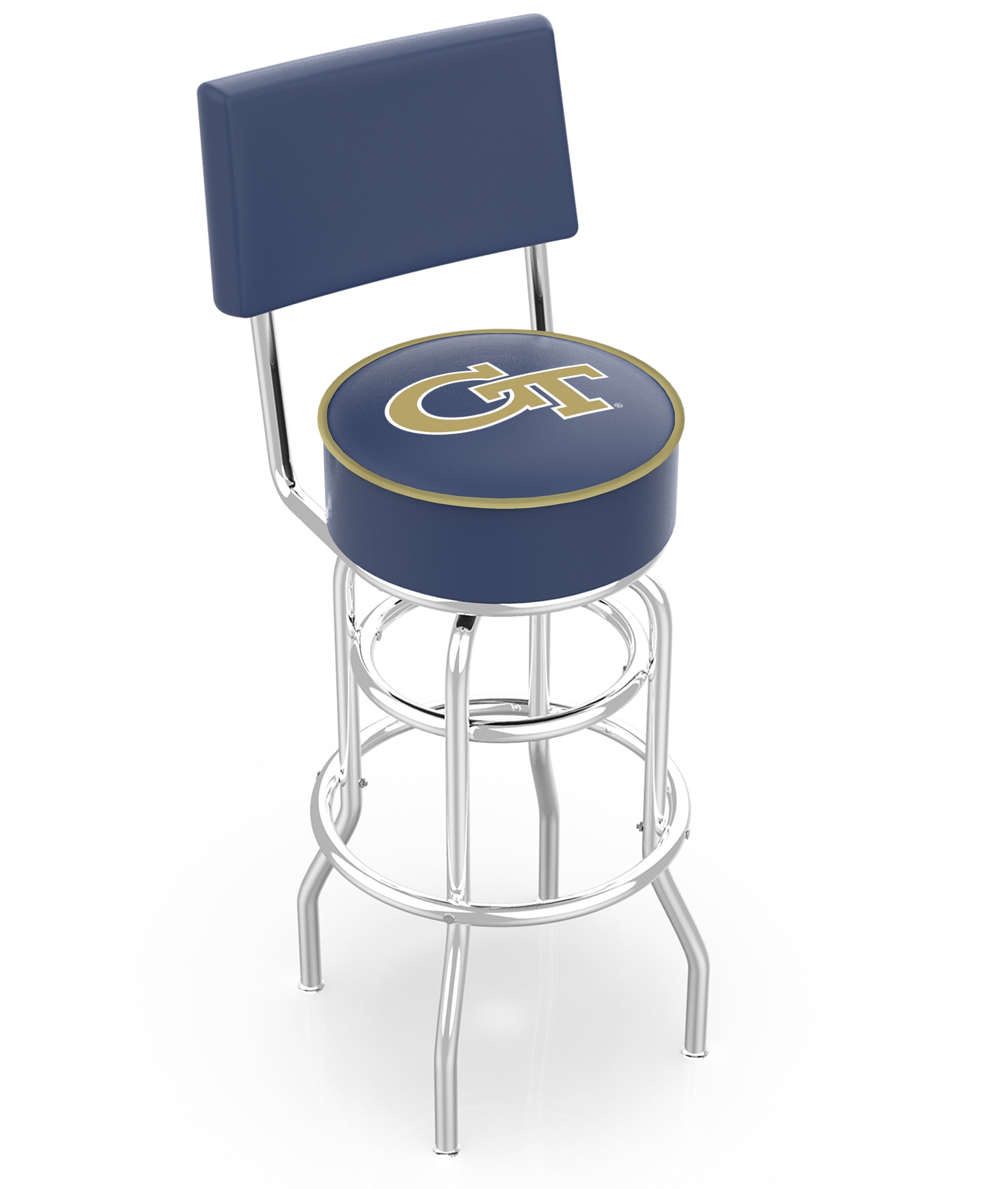 25" L7C4 - Chrome Double Ring Georgia Tech Swivel Bar Stool with a Back by  Company