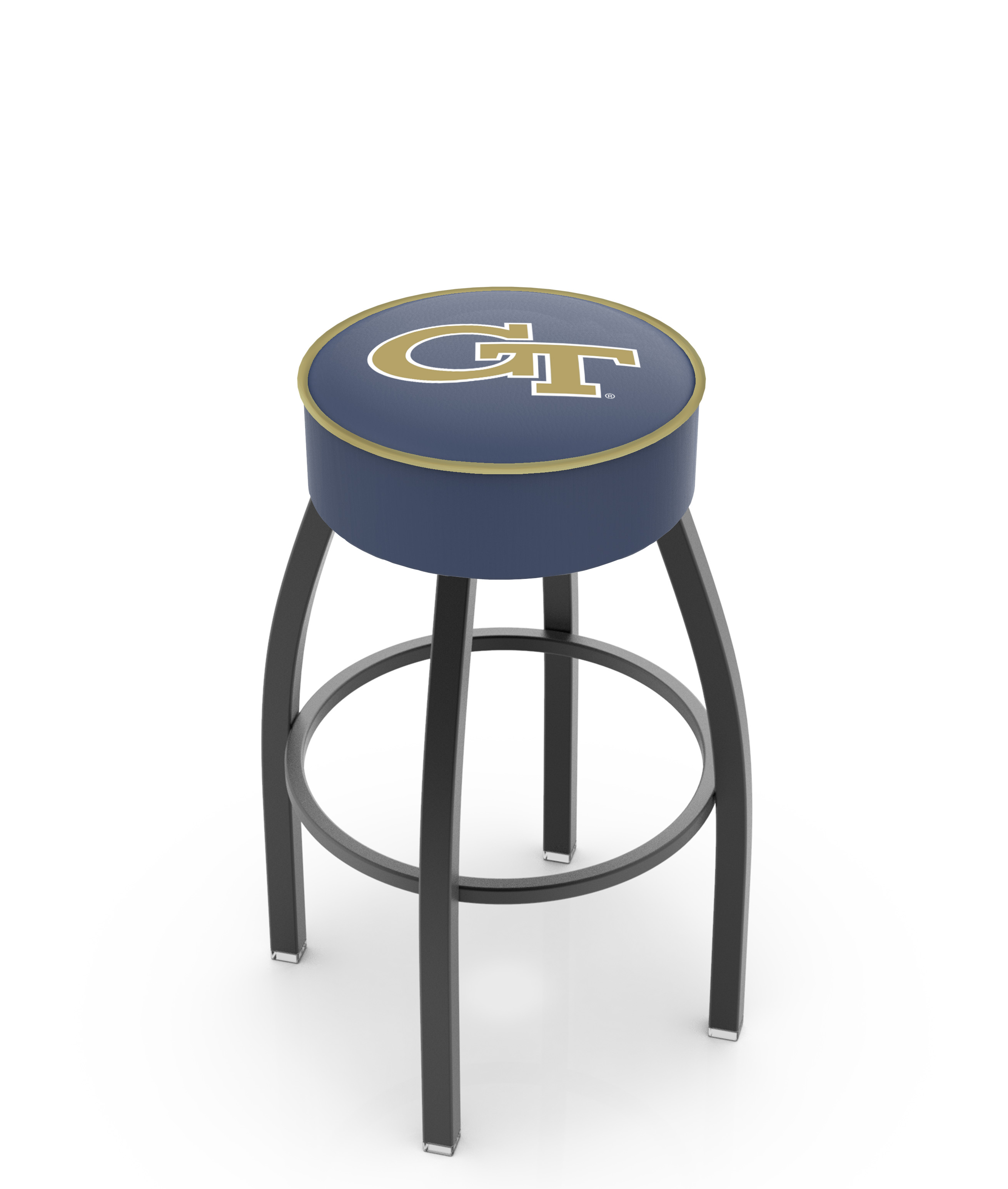 25" L8B1 - 4" Georgia Tech Cushion Seat with Black Wrinkle Base Swivel Bar Stool by  Company