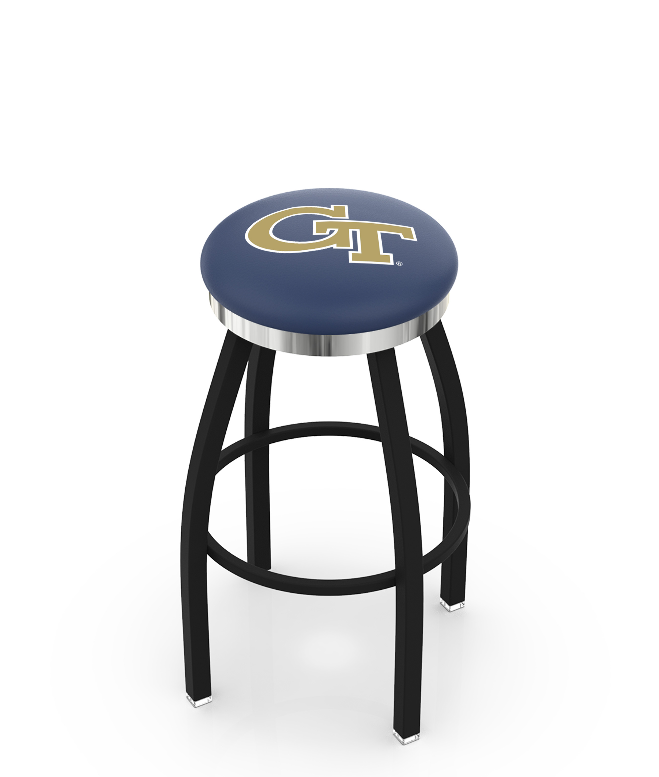 30" L8B2C - Black Wrinkle Georgia Tech Swivel Bar Stool with Chrome Accent Ring by  Company