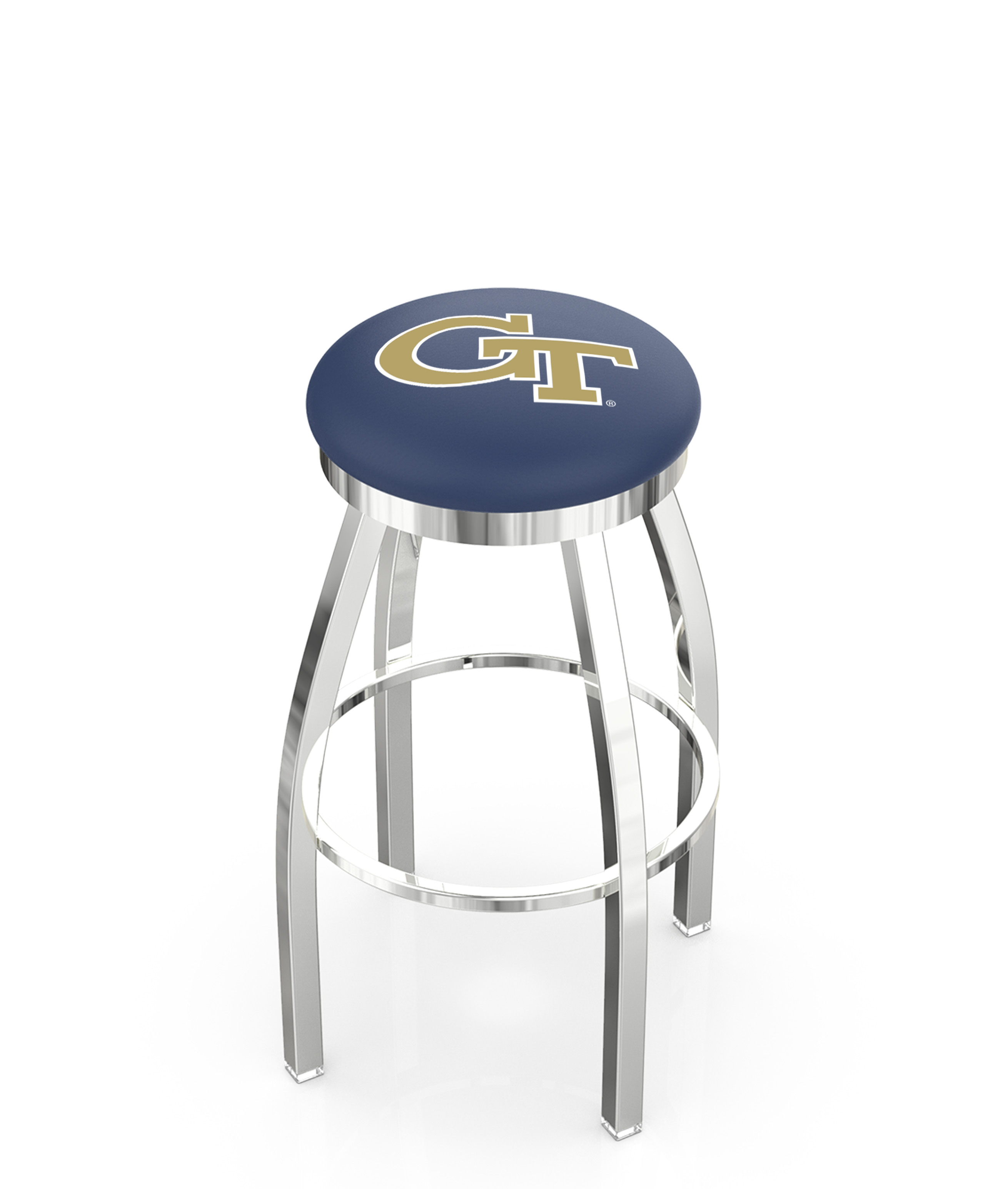 30" L8C2C - Chrome Georgia Tech Swivel Bar Stool with Accent Ring by  Company