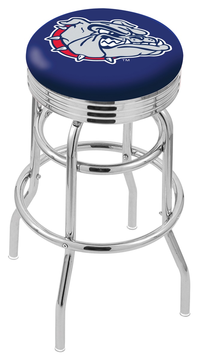 25" L7C3C - Chrome Double Ring Gonzaga Swivel Bar Stool with 2.5" Ribbed Accent Ring by  Company