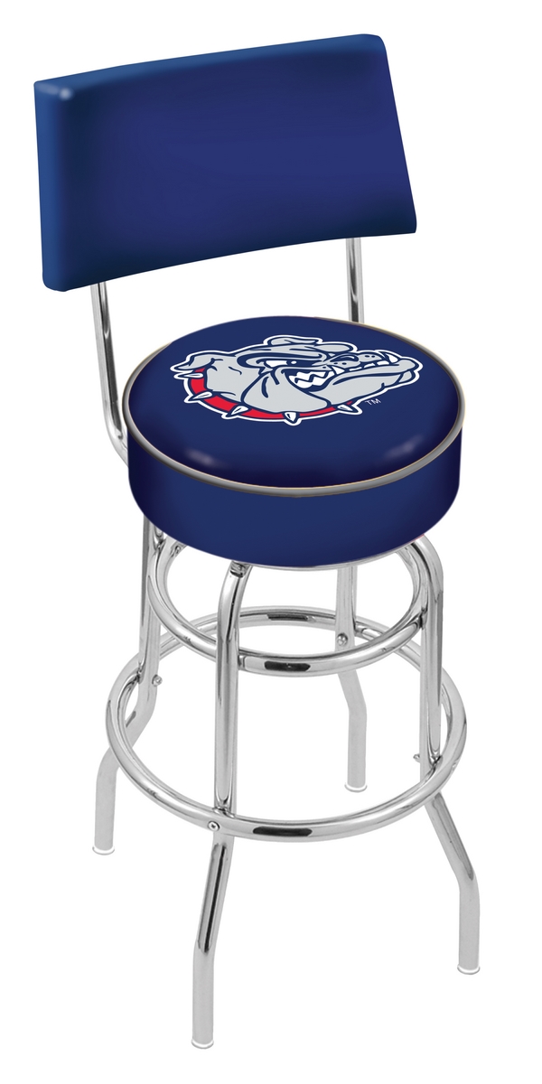 L7C425Gonzga 25 in. Chrome Double Ring Gonzaga Swivel Bar Stool With a Back