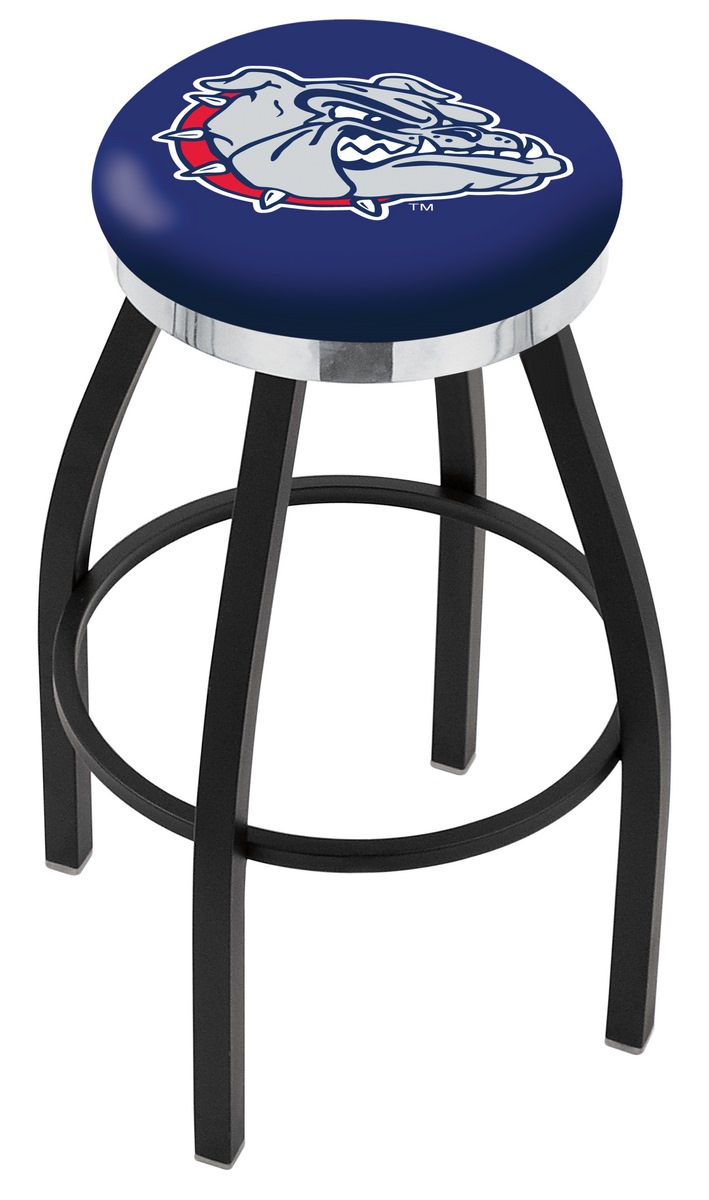 25" L8B2C - Black Wrinkle Gonzaga Swivel Bar Stool with Chrome Accent Ring by  Company