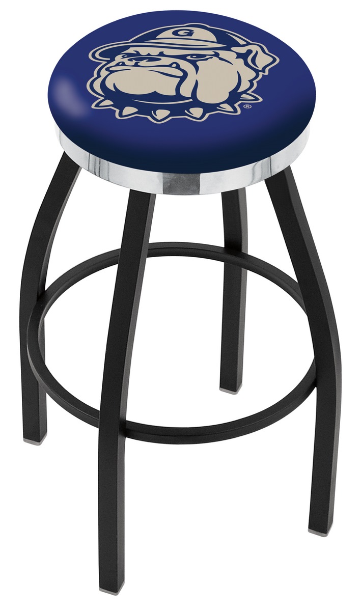 25" L8B2C - Black Wrinkle Georgetown Swivel Bar Stool with Chrome Accent Ring by  Company