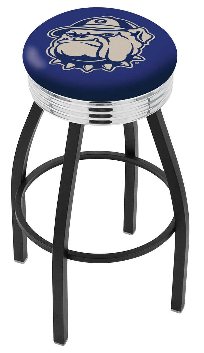 25" L8B3C - Black Wrinkle Georgetown Swivel Bar Stool with Chrome 2.5" Ribbed Accent Ring by  Company