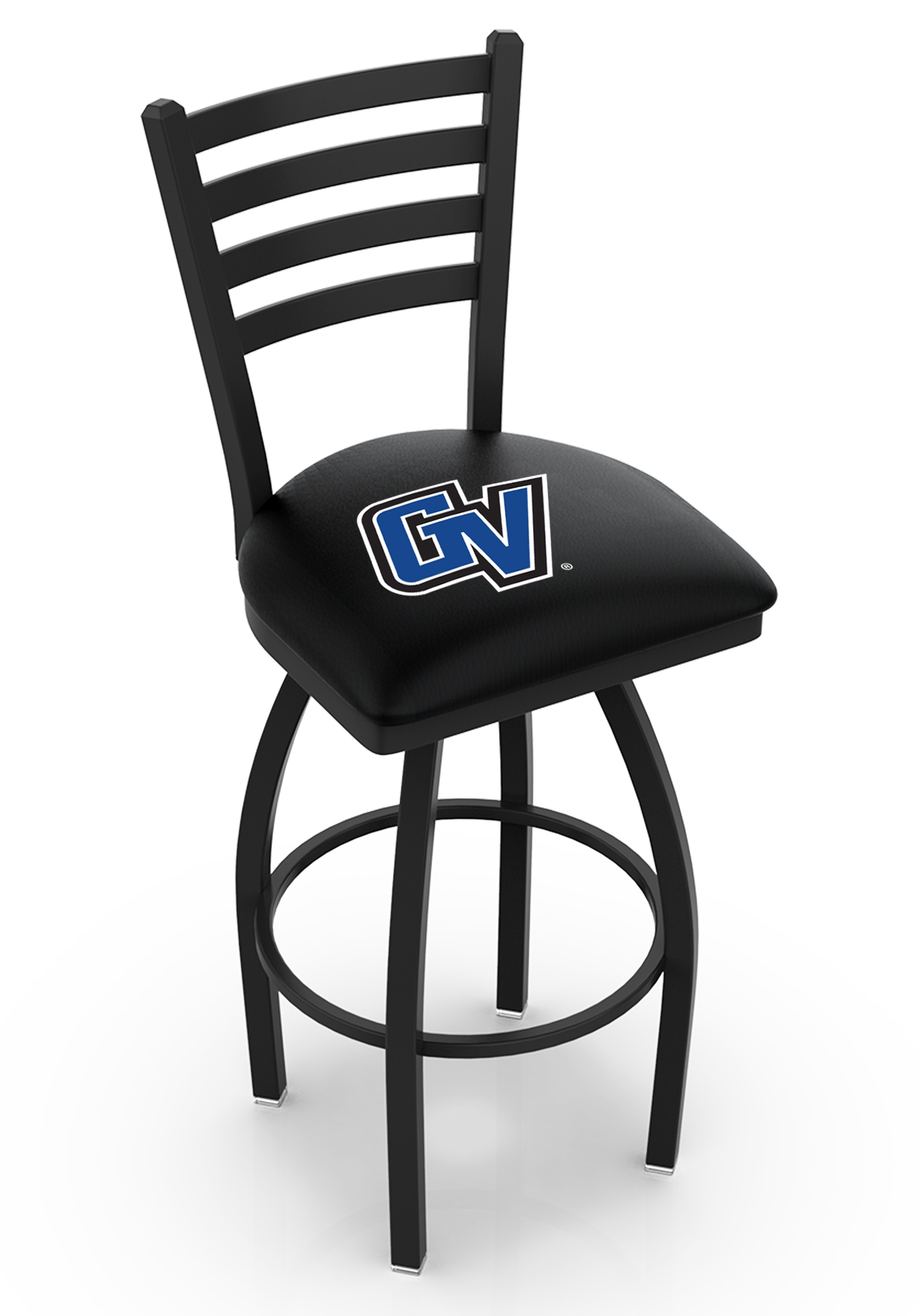 L014 - 25" Black Wrinkle Grand Valley State Swivel Bar Stool with Ladder Style Back by  Co.
