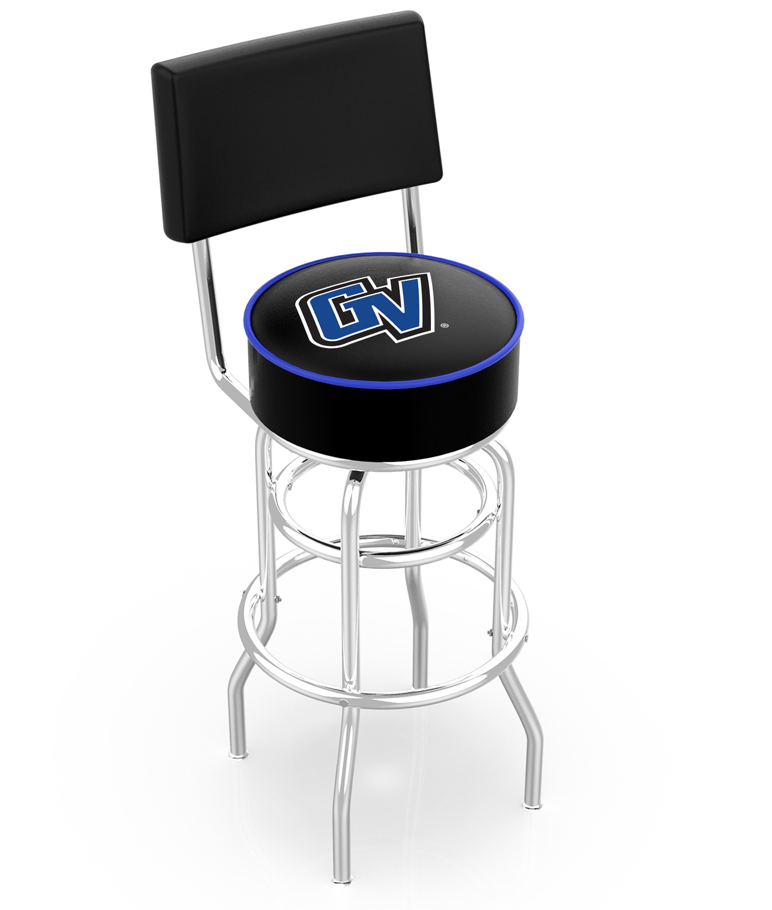 30" L7C4 - Chrome Double Ring Grand Valley State Swivel Bar Stool with a Back by  Company