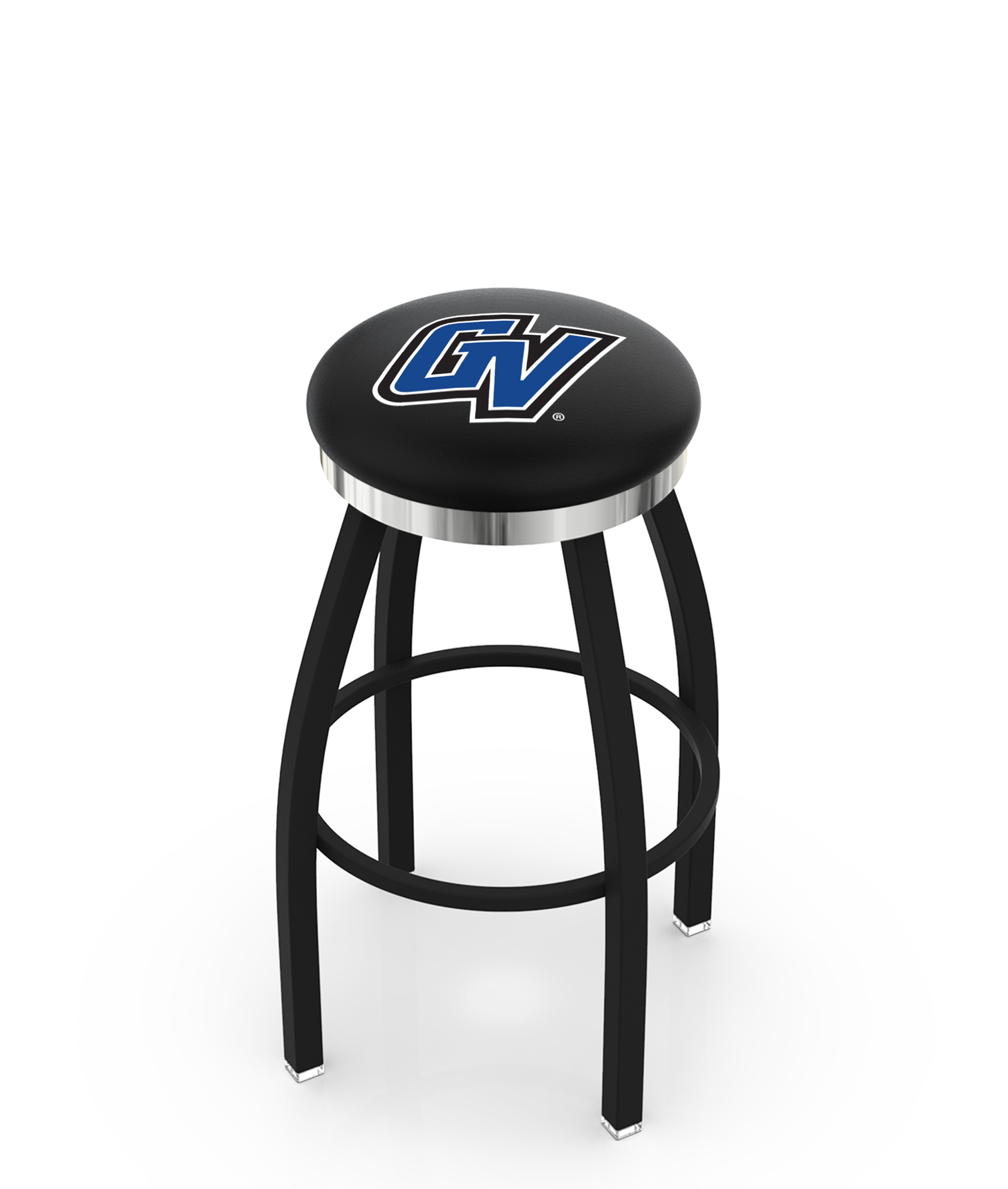 25" L8B2C - Black Wrinkle Grand Valley State Swivel Bar Stool with Chrome Accent Ring by  Company
