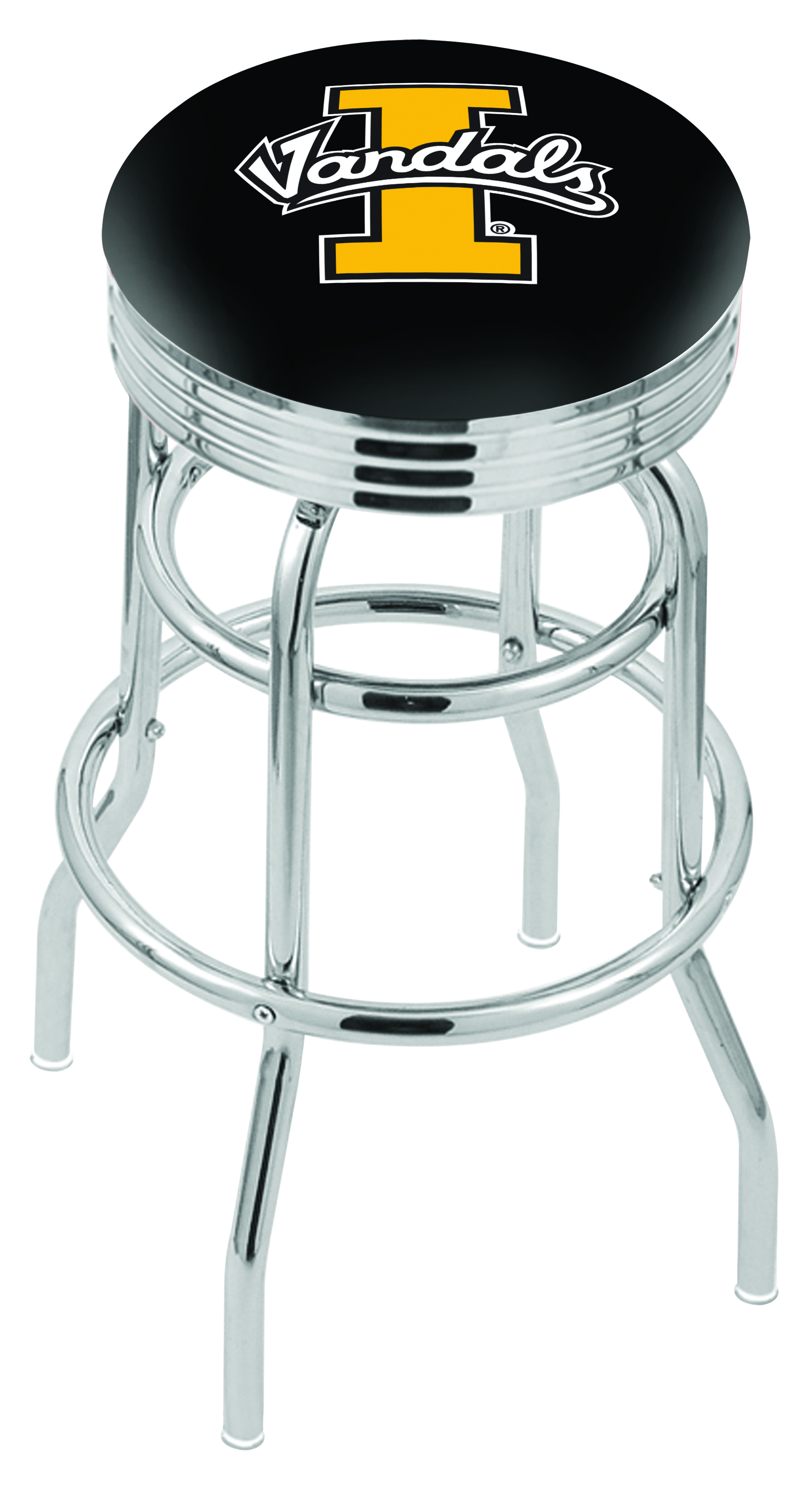 30" L7C3C - Chrome Double Ring Idaho Swivel Bar Stool with 2.5" Ribbed Accent Ring by  Company