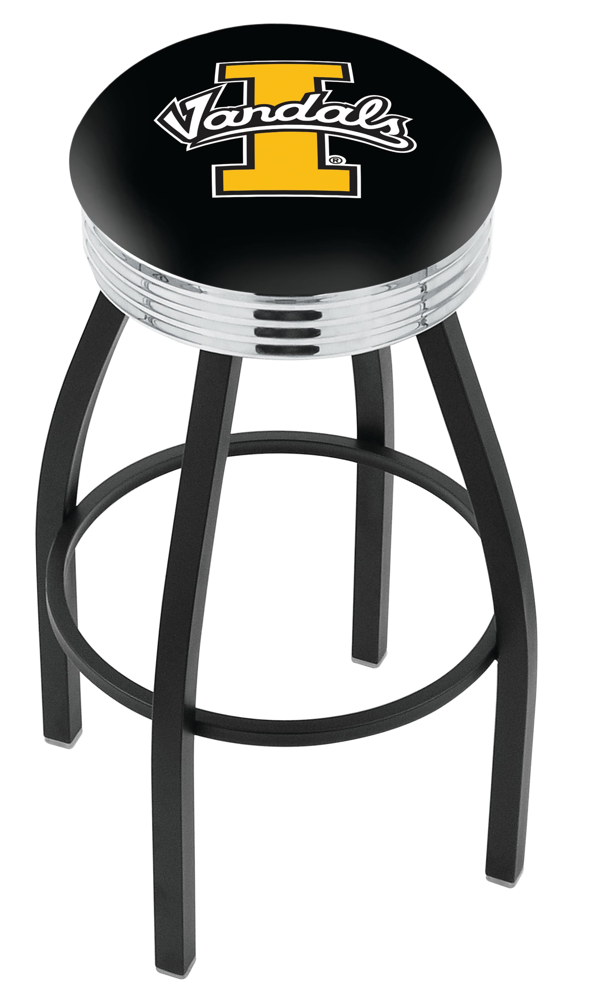 25" L8B3C - Black Wrinkle Idaho Swivel Bar Stool with Chrome 2.5" Ribbed Accent Ring by  Company