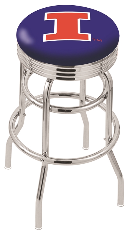 25" L7C3C - Chrome Double Ring Illinois Swivel Bar Stool with 2.5" Ribbed Accent Ring by  Company