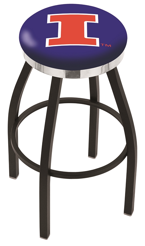 30" L8B2C - Black Wrinkle Illinois Swivel Bar Stool with Chrome Accent Ring by  Company
