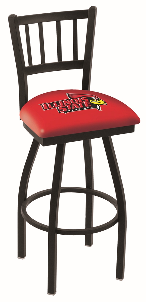L018 - 30" Black Wrinkle Illinois State Swivel Bar Stool with Jailhouse Style Back by  Co.
