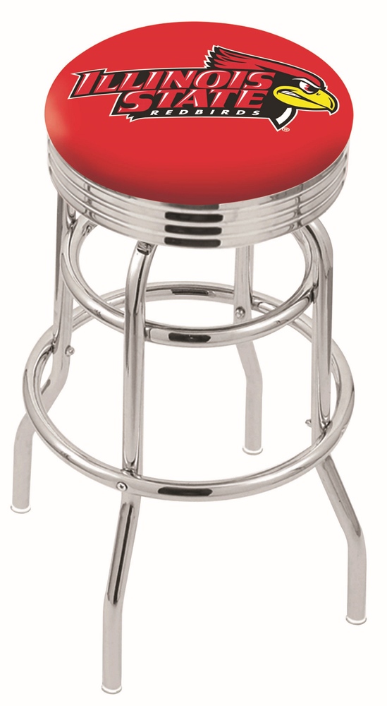 30" L7C3C - Chrome Double Ring Illinois State Swivel Bar Stool with 2.5" Ribbed Accent Ring by  Company