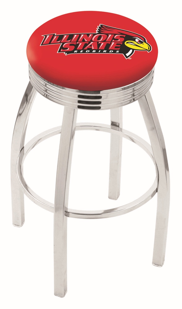 30" L8C3C - Chrome Illinois State Swivel Bar Stool with 2.5" Ribbed Accent Ring by  Company
